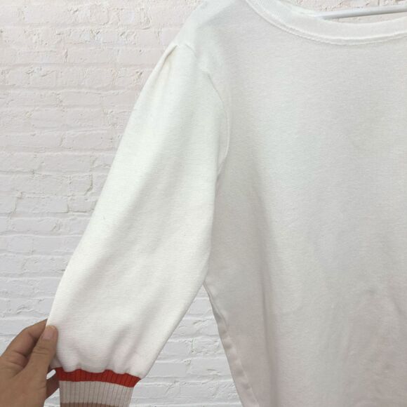 Free People Striped Ribbed Knit Long Sleeve Top Cream Size M - Picture 6 of 11